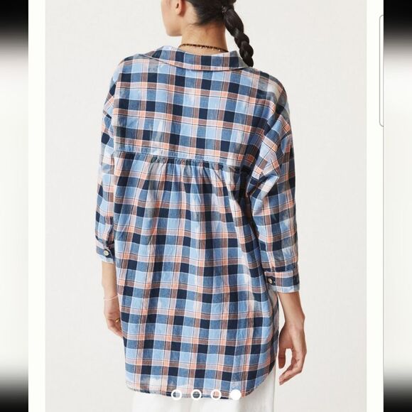 Anthropologie Pilcro Plaid Henley Tunic Size Medium - Picture 2 of 10